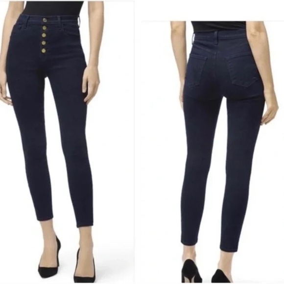 J Brand Denim - NEW J Brand Lillie High Rise Crop Dark Blue Skinny Stretch Button Fly Jeans 32